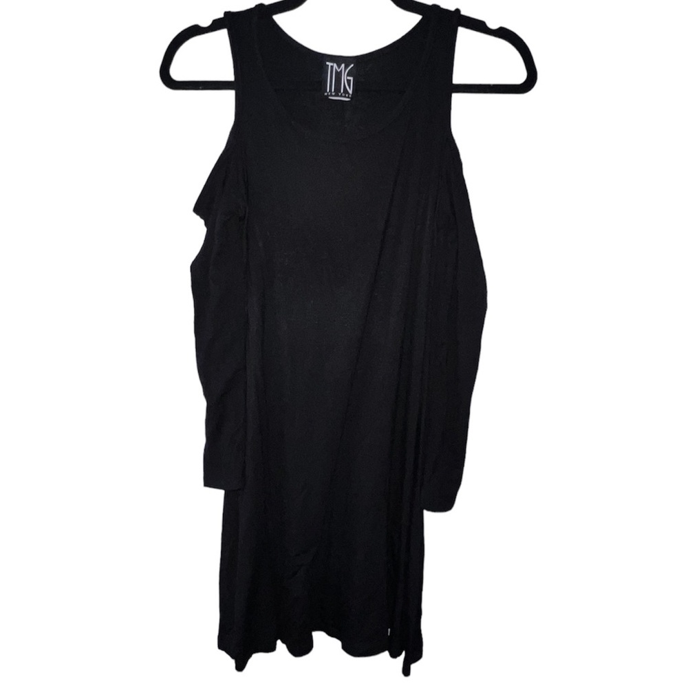 | Black Cold Shoulder Basic Dress - image 4